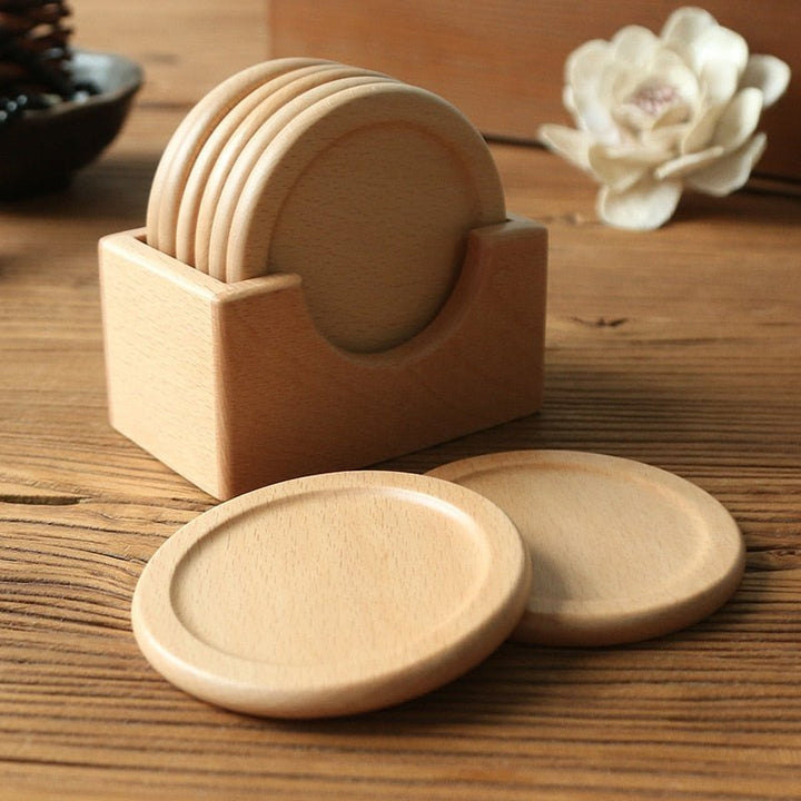 Japanisches sechsteiliges Untersetzer-Set aus Holz – Umweltfreundlich | Skanto