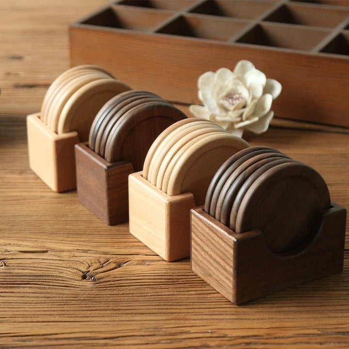 Japanisches sechsteiliges Untersetzer-Set aus Holz – Umweltfreundlich | Skanto