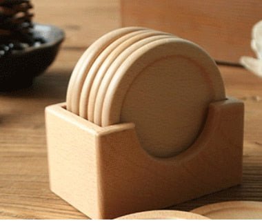 Japanisches sechsteiliges Untersetzer-Set aus Holz – Umweltfreundlich | Skanto