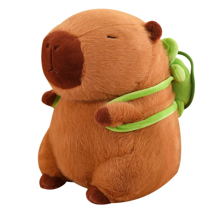 Skanto | Süßer Capybara Plüsch mit Schildkröten-Rucksack - CapyBuddy