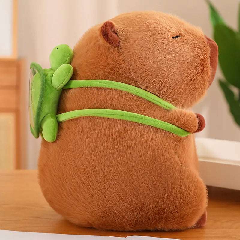 Skanto | Süßer Capybara Plüsch mit Schildkröten-Rucksack - CapyBuddy