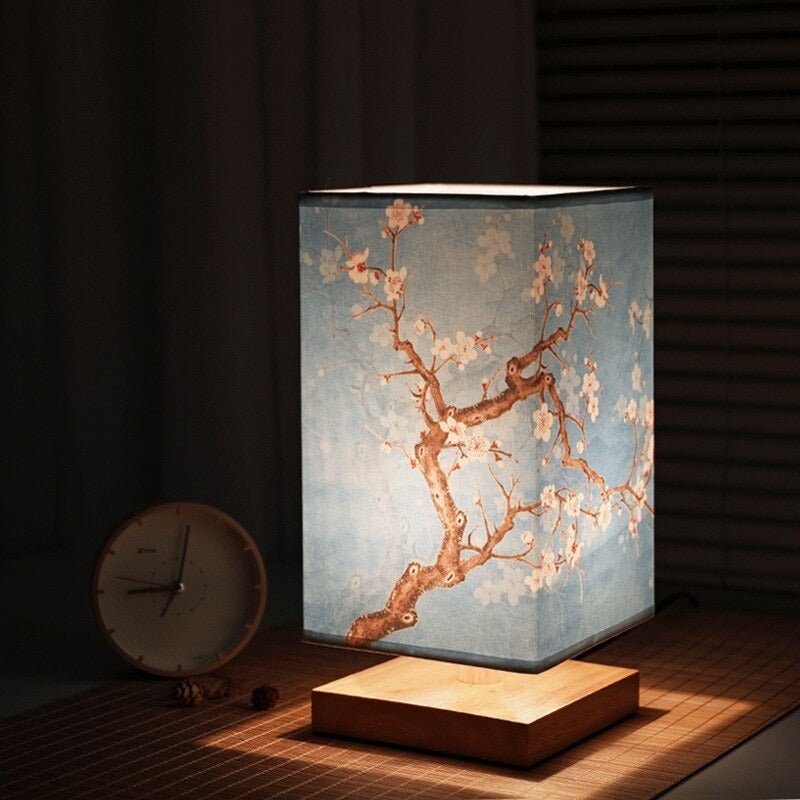 Skanto | Kyomi Japanisch-Skandinavische Tischlampe – Minimalistische Holz-Akzentleuchte