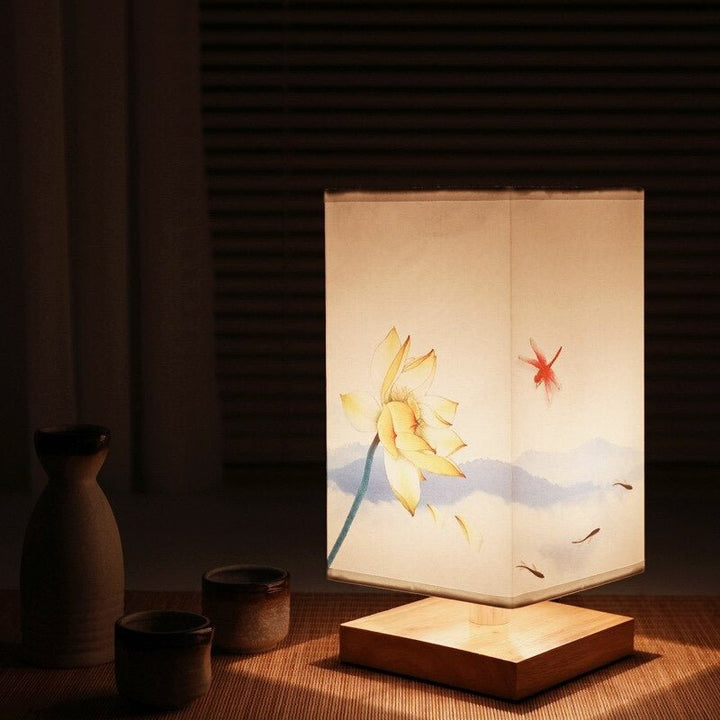 Skanto | Kyomi Japanisch-Skandinavische Tischlampe – Minimalistische Holz-Akzentleuchte