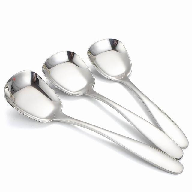 Skanto | Lepeluxe – 3-teiliges Servierlöffel-Set mit flachem Boden aus Edelstahl