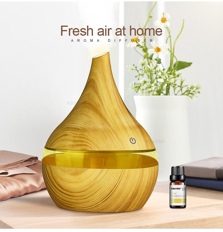 Skanto | WoodMist Aroma-Luftbefeuchter – 500 ml mit LED-Stimmungsbeleuchtung