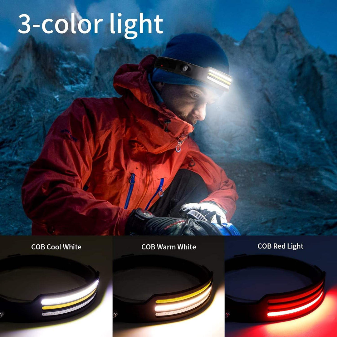 Skanto | 230º LED-Stirnlampe mit einstellbarer Helligkeit und leichtem Design für Camping, Wandern und Outdoor-Aktivitäten