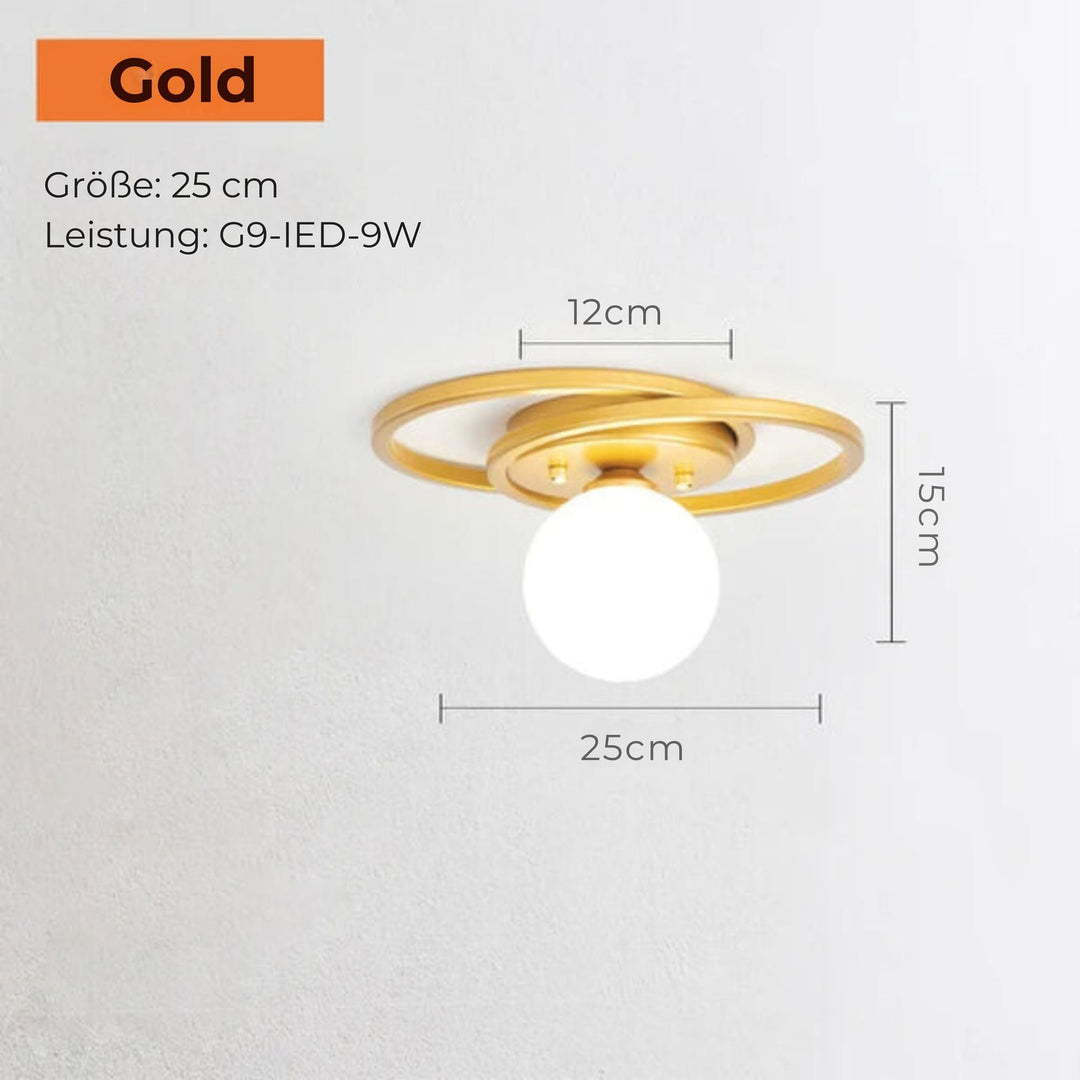 Skanto | LumiNoble | Zeitloser Kronleuchter mit goldenem LED-Kugel-Design