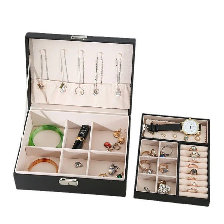Skanto | LuxeWood – Elegante Holz-Schmuckschatulle mit PU-Leder