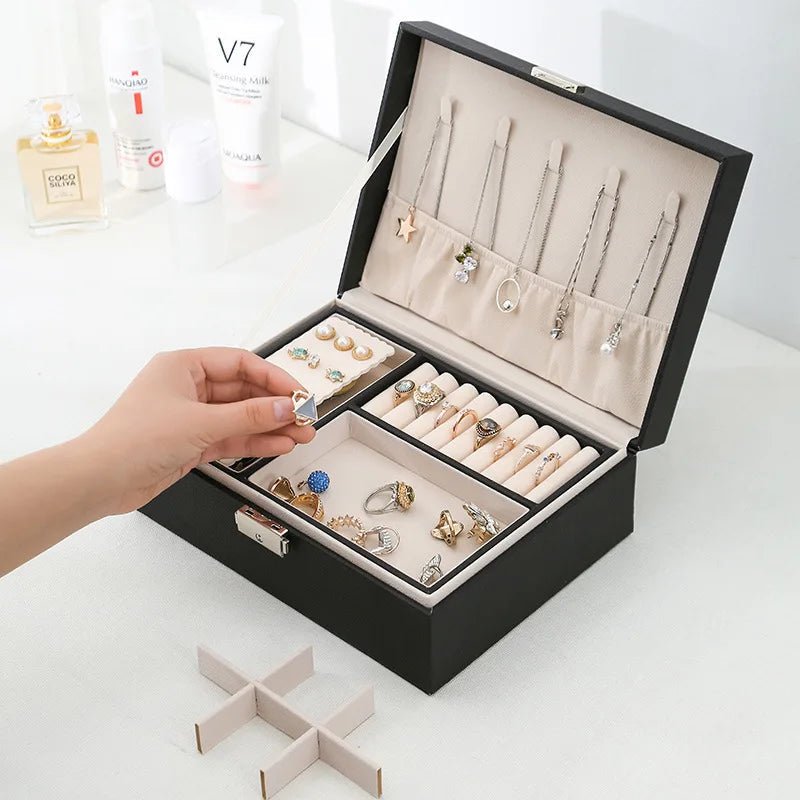 Skanto | LuxeWood – Elegante Holz-Schmuckschatulle mit PU-Leder