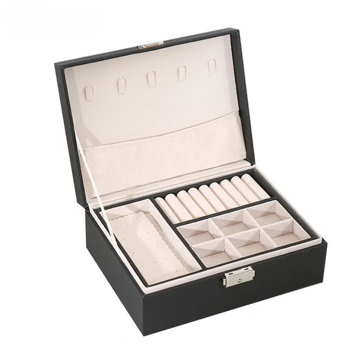 Skanto | LuxeWood – Elegante Holz-Schmuckschatulle mit PU-Leder