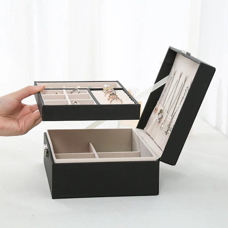 Skanto | LuxeWood – Elegante Holz-Schmuckschatulle mit PU-Leder