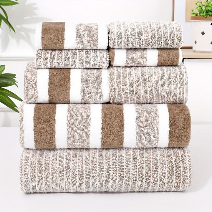 Skanto | 8-teiliges Korallenfleece-Handtuchset – Ultraweich & schnelltrocknend