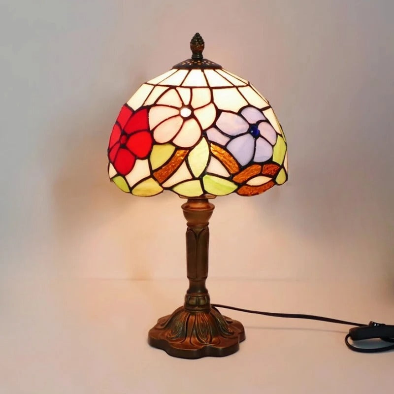 Skanto | Barocke LED-Tischlampe E27 - Vintage Tiffany Glas