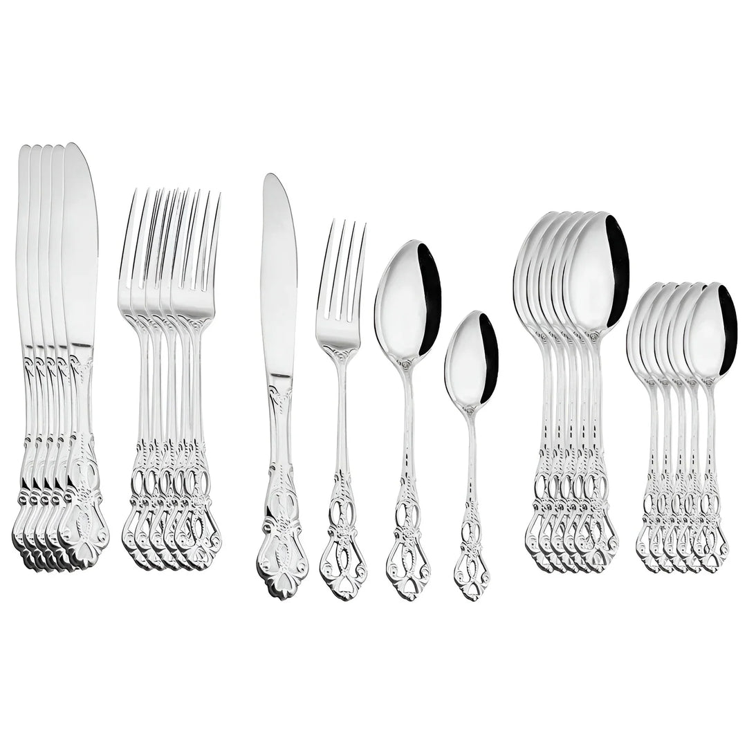 Skanto | Luxuriöses 24-teiliges Gold-Silber-Set mit eleganten Verzierungen