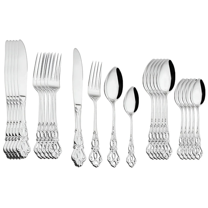 Skanto | Luxuriöses 24-teiliges Gold-Silber-Set mit eleganten Verzierungen
