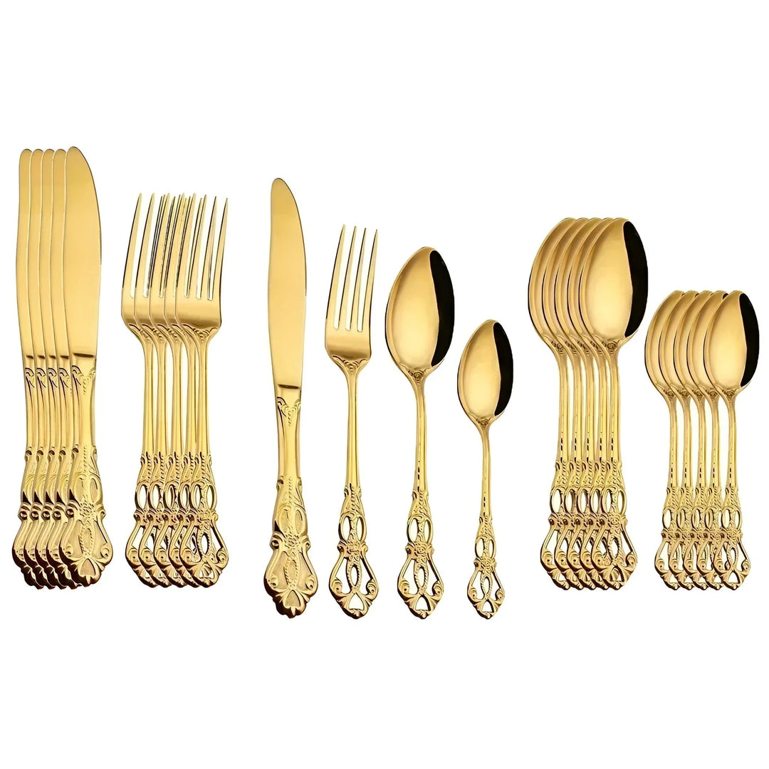 Skanto | Luxuriöses 24-teiliges Gold-Silber-Set mit eleganten Verzierungen