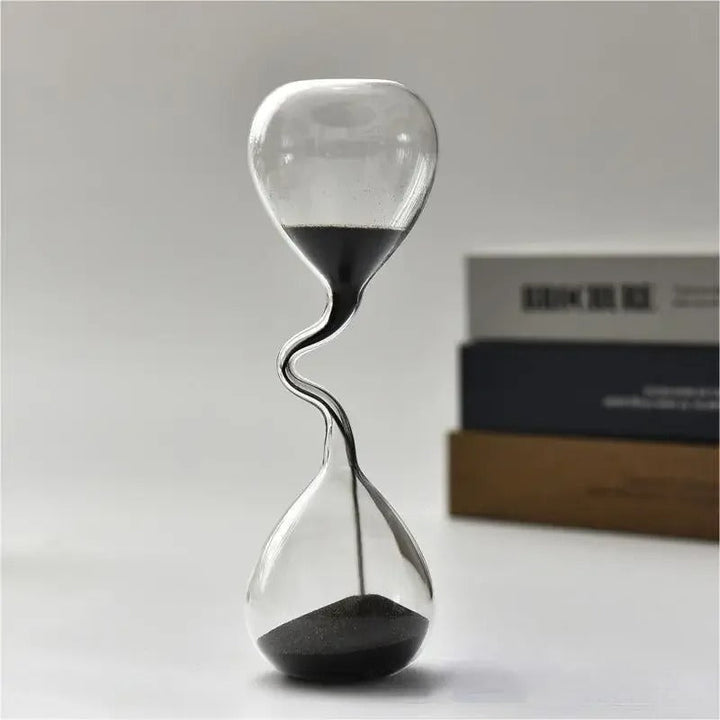 Skanto | Geschwungene schwarze Sanduhr | Glas