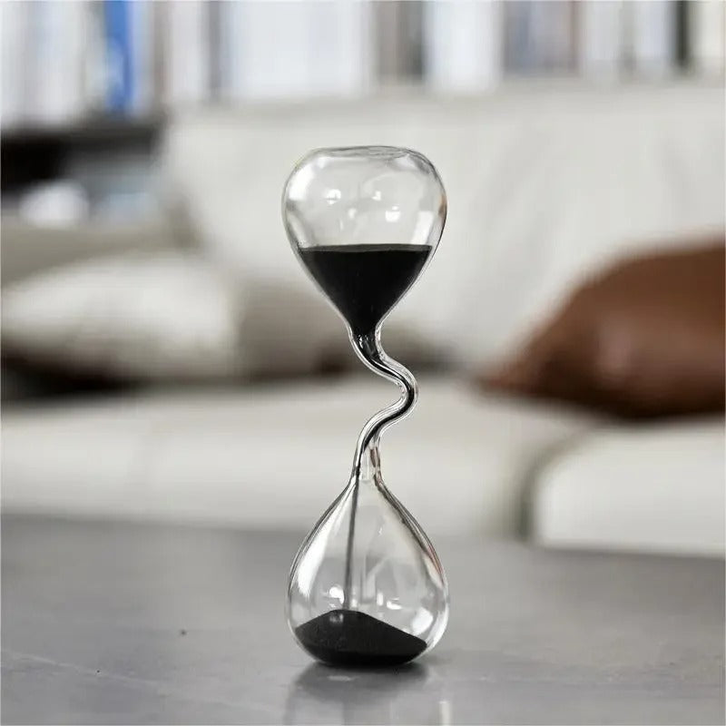 Skanto | Geschwungene schwarze Sanduhr | Glas