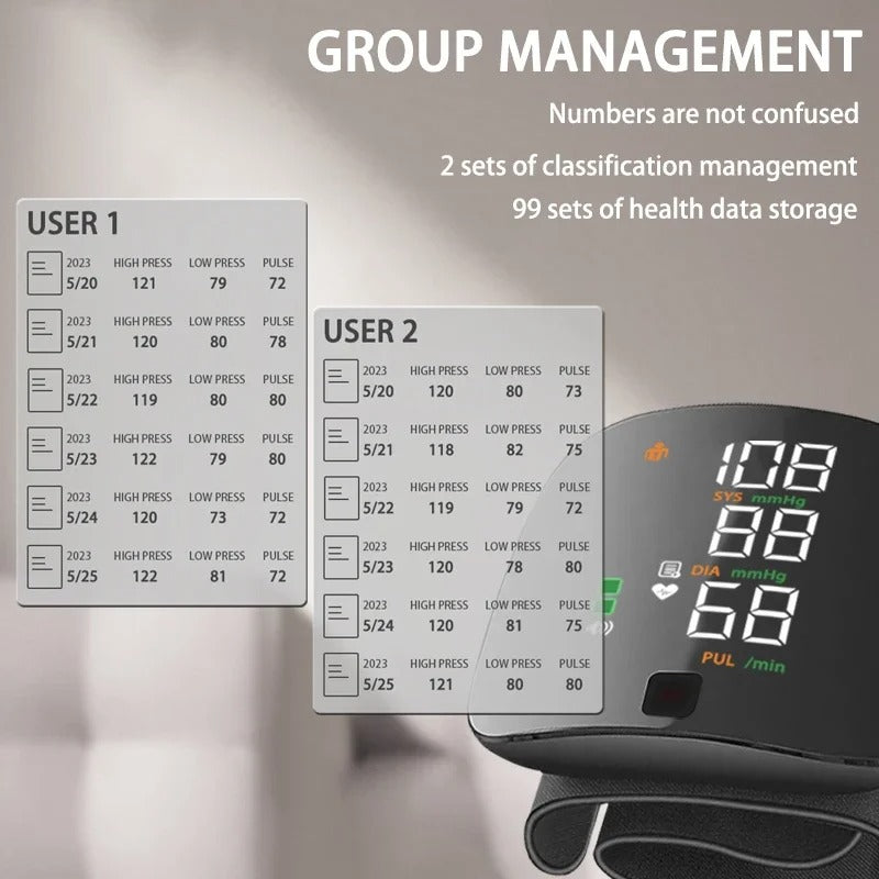 Skanto | Handgelenk-Blutdruckmessgerät – Elektronisches tragbares Sphygmomanometer mit Sprachalarm