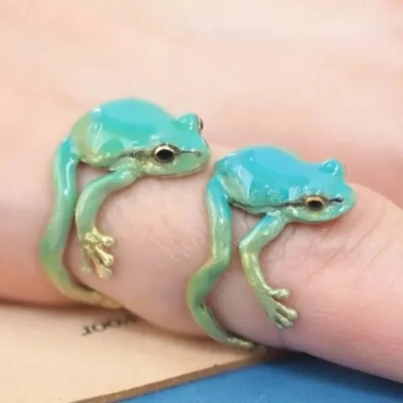 Skanto | Verspielter Mini-Frosch verstellbarer Ring für einzigartigen Stil