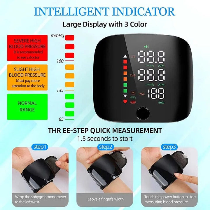 Skanto | Handgelenk-Blutdruckmessgerät – Elektronisches tragbares Sphygmomanometer mit Sprachalarm