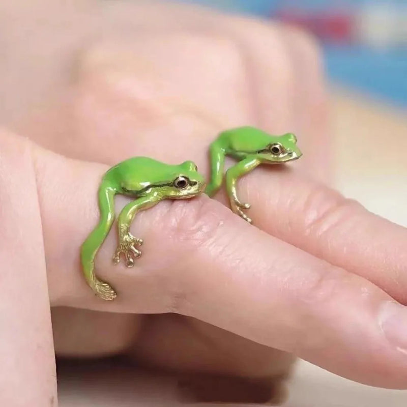 Skanto | Verspielter Mini-Frosch verstellbarer Ring für einzigartigen Stil