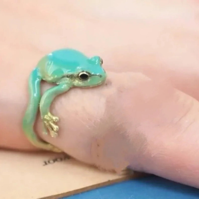 Skanto | Verspielter Mini-Frosch verstellbarer Ring für einzigartigen Stil