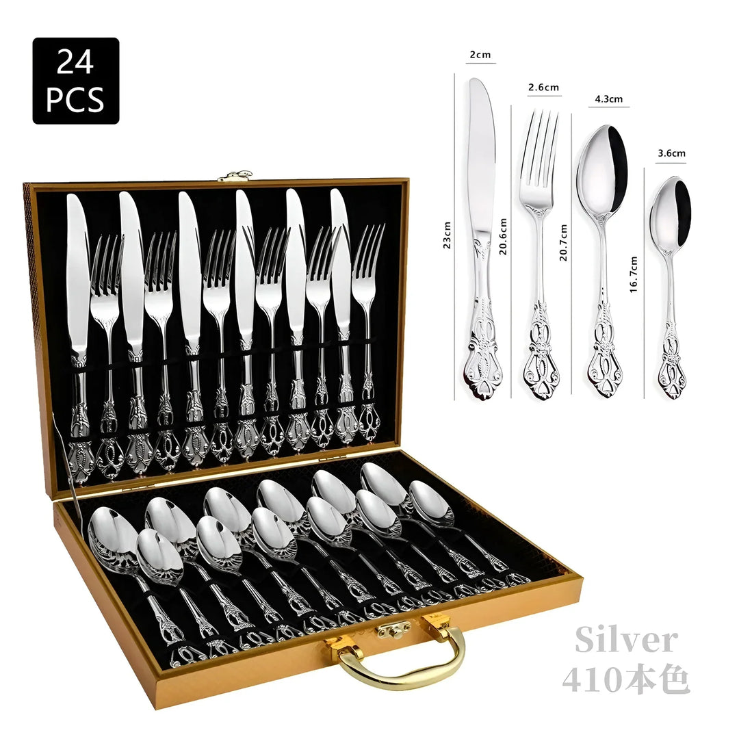 Skanto | Luxuriöses 24-teiliges Gold-Silber-Set mit eleganten Verzierungen