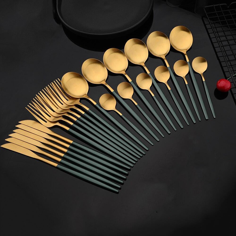 Skanto | RoyalGlimmer Gold-Besteckset – Gold-Besteckset für eine luxuriöse Tischdekoration
