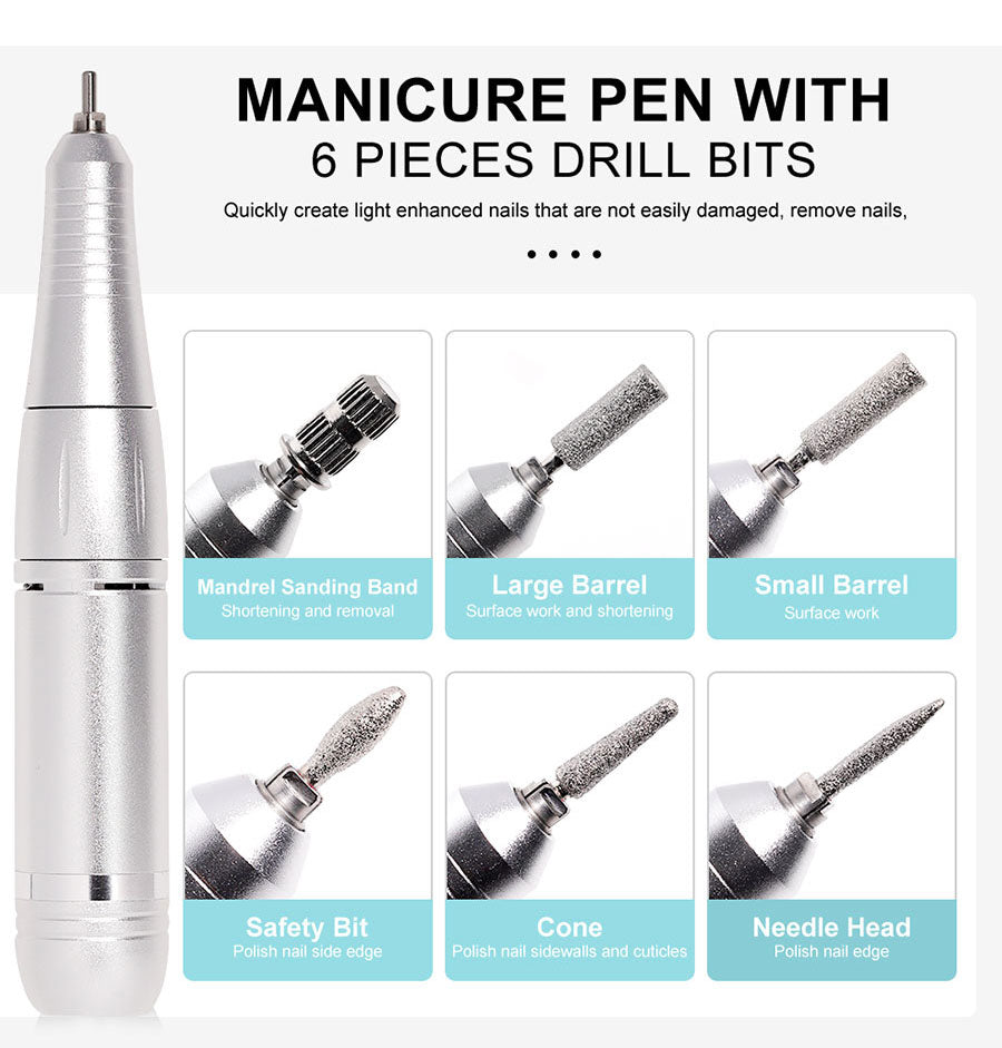Skanto | ProNail 45000RPM Elektrische Nagelfeile – Tragbare, wiederaufladbare E-Feile für Maniküre & Acrylnägel | Geräuscharm