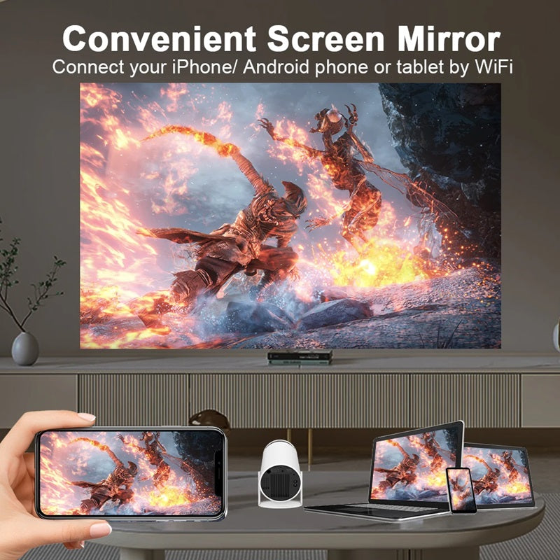 Skanto | Smarter 4K Mini-Projektor mit Dual-WiFi und Bluetooth-Konnektivität