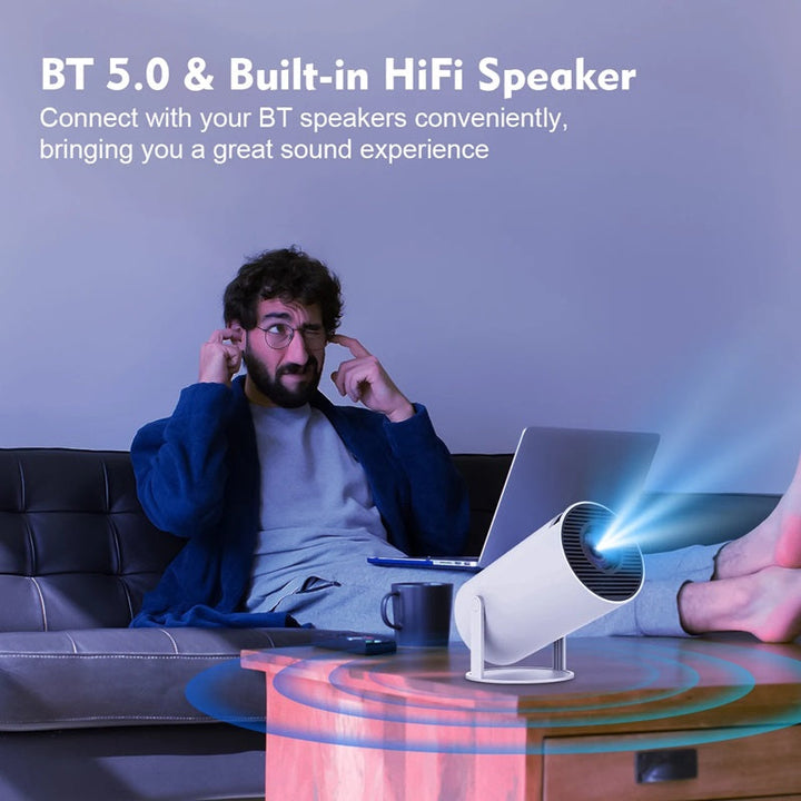 Skanto | Smarter 4K Mini-Projektor mit Dual-WiFi und Bluetooth-Konnektivität