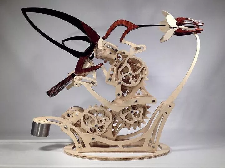 Skanto | 3D Mechanischer Kolibri und Mechanische Schildkröte aus Holz