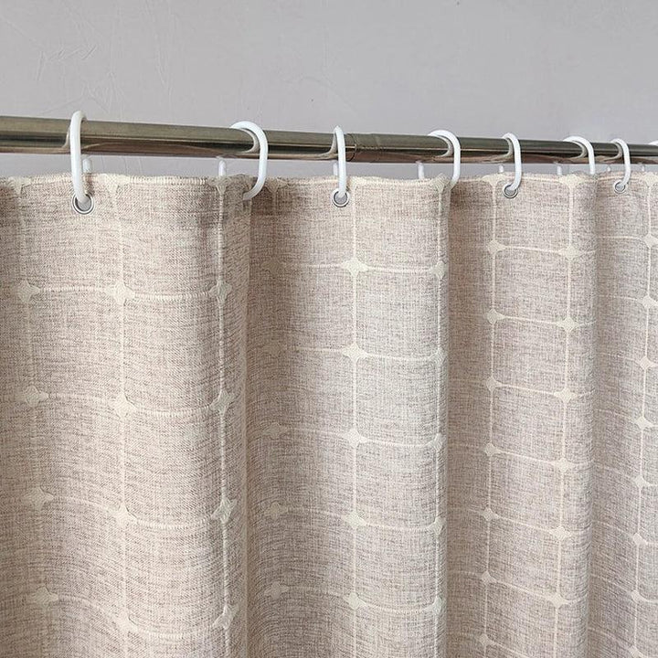Skanto | Moderner Jacquard-Leinen-Duschvorhang mit Quasten (1 Stk.) │ Für nordische Bad-Deko