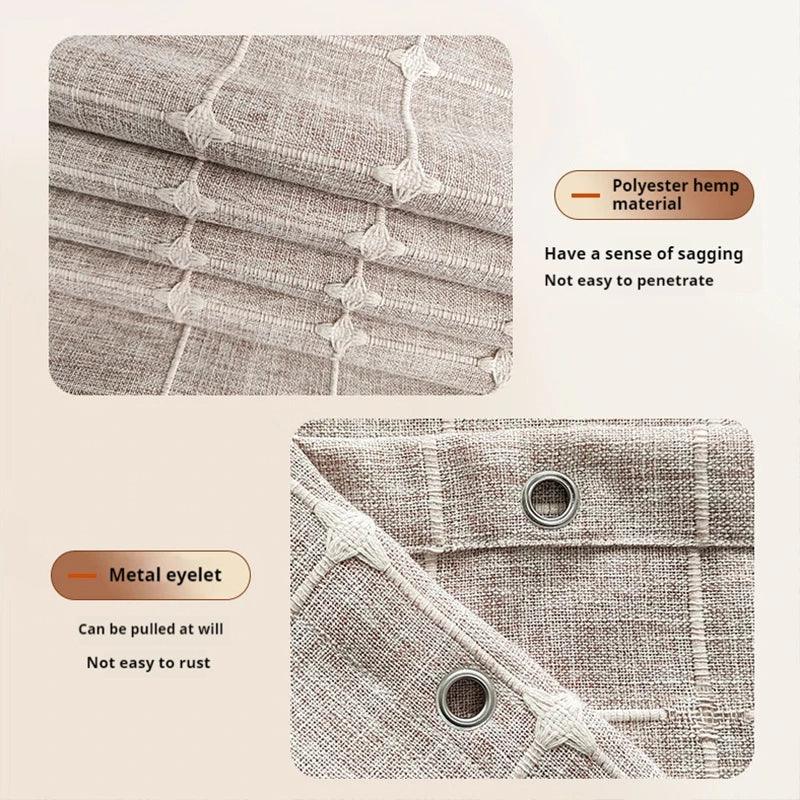 Skanto | Moderner Jacquard-Leinen-Duschvorhang mit Quasten (1 Stk.) │ Für nordische Bad-Deko
