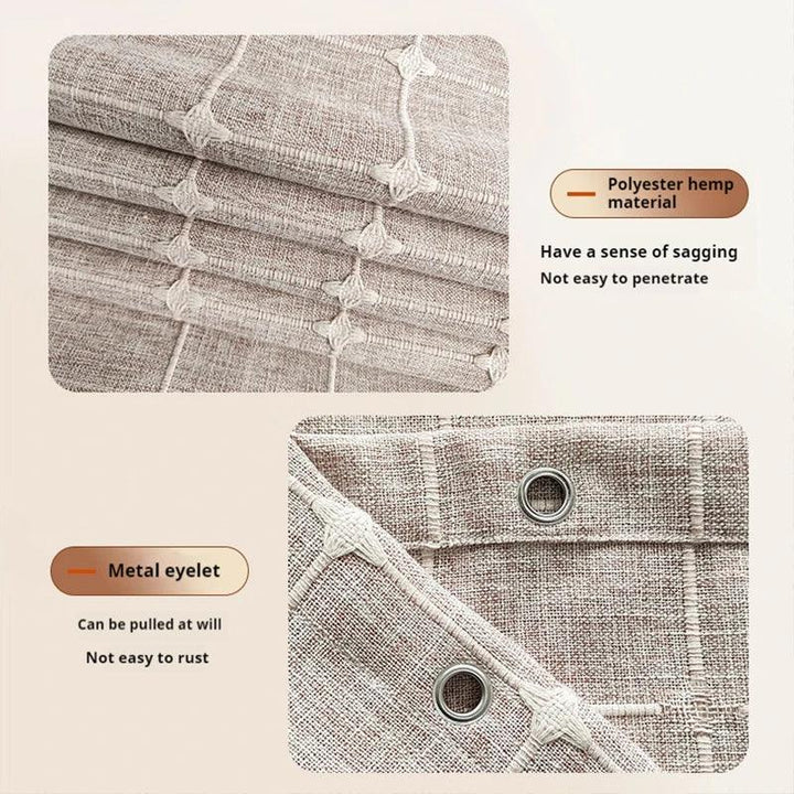 Skanto | Moderner Jacquard-Leinen-Duschvorhang mit Quasten (1 Stk.) │ Für nordische Bad-Deko