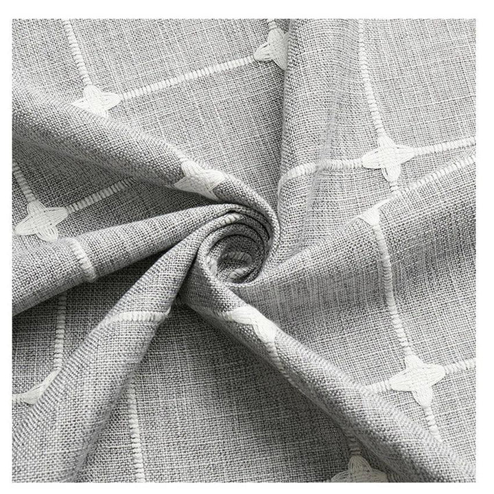 Skanto | Moderner Jacquard-Leinen-Duschvorhang mit Quasten (1 Stk.) │ Für nordische Bad-Deko