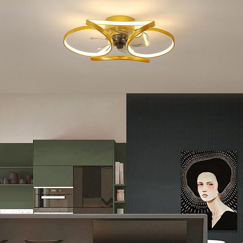 Skanto | Stilvoller LED-Deckenventilator mit Fernbedienung und Blumendekoration
