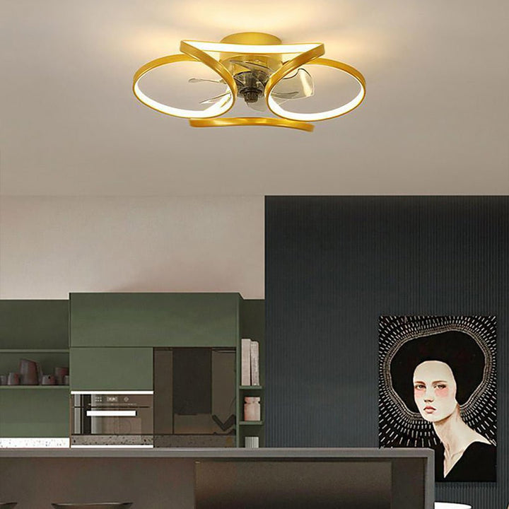 Skanto | Stilvoller LED-Deckenventilator mit Fernbedienung und Blumendekoration