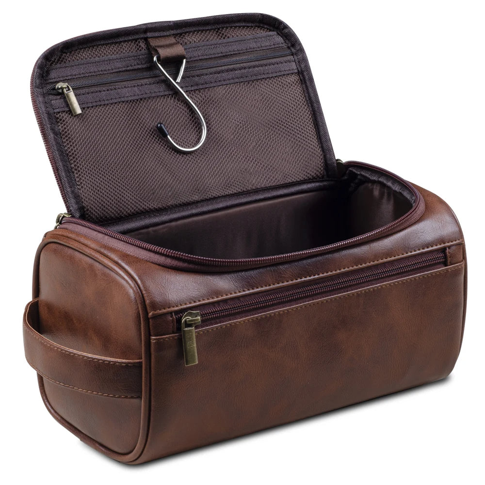 Skanto | TravelTrek Luxus-Tasche – Kulturbeutel aus Leder mit wasserdichtem Futter und YKK-Reißverschlüssen