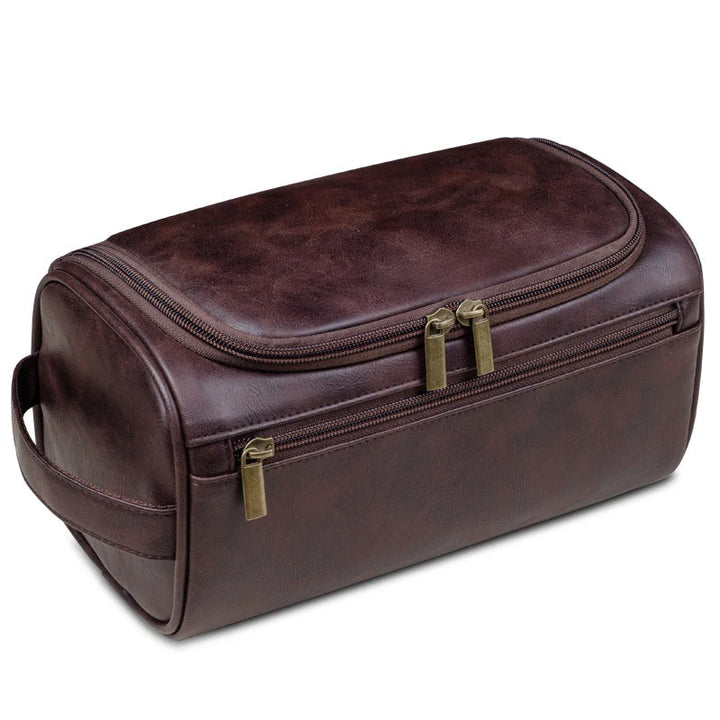 Skanto | Premium Leder-Kulturtasche für Herren – Wasserdichte hängende Reise-Waschtasche