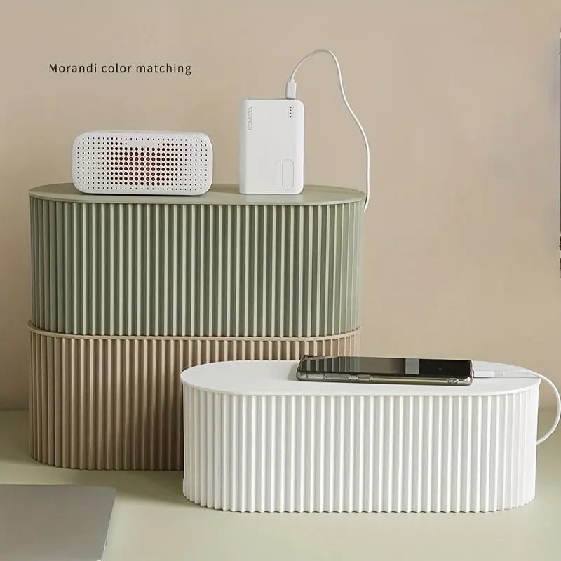 Skanto | Ordoca Kabelbox Schreibtisch-Organizer | Kabelmanagement & Aufbewahrung | Weiß | 30x11x13 cm