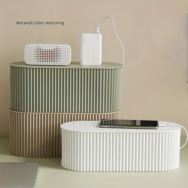 Skanto | Ordoca Kabelbox Schreibtisch-Organizer | Kabelmanagement & Aufbewahrung | Weiß | 30x11x13 cm