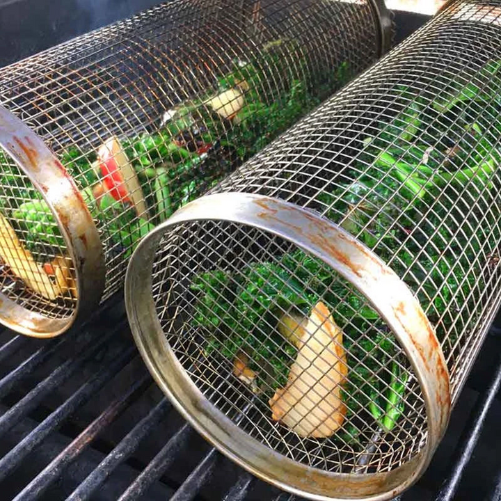 Skanto | Rollender BBQ-Grillkorb aus Edelstahl – Rotierendes Design für perfekt gegrilltes Essen