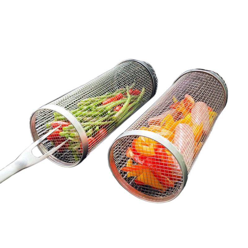Skanto | Rollender BBQ-Grillkorb aus Edelstahl – Rotierendes Design für perfekt gegrilltes Essen
