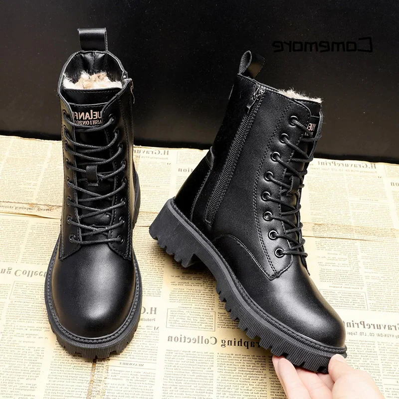 Skanto | Stilvolle und robuste schwarze Leder-Winterstiefel