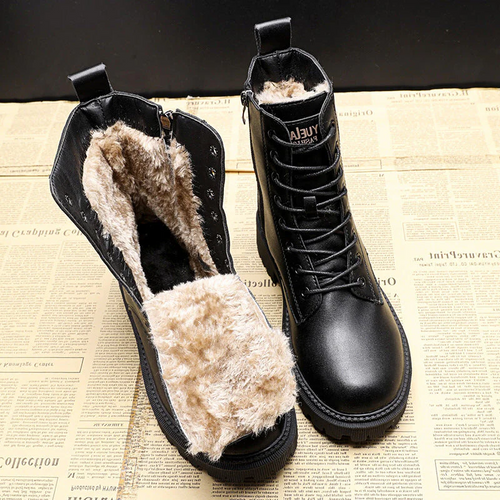 Skanto | Stilvolle und robuste schwarze Leder-Winterstiefel
