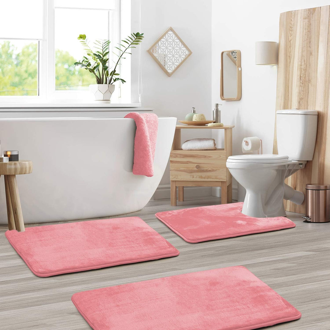 Skanto | VelvaLuxe 3-teiliges Memory Foam Badematten-Set – Rutschfest, saugfähig & waschbar