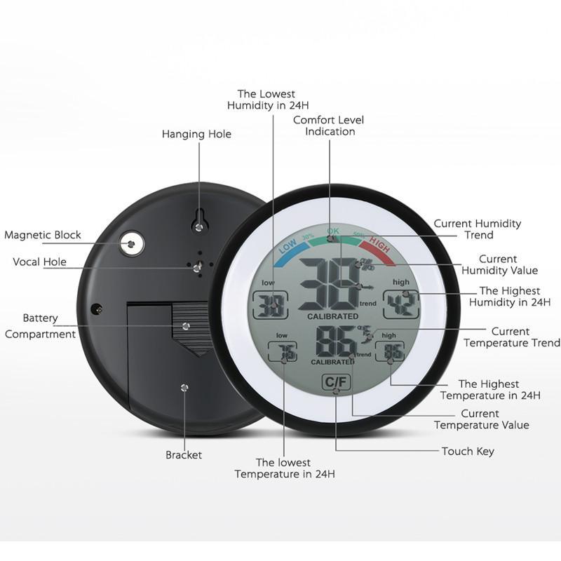 Skanto | Multifunktionales digitales Thermometer Hygrometer Temperatur Feuchtigkeit