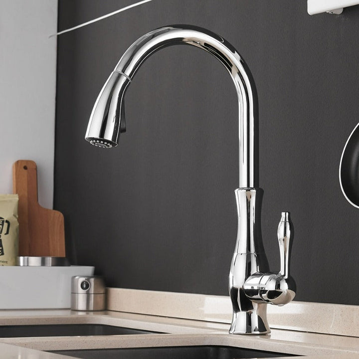 Skanto | Moderne ausziehbare Küchenarmatur – Edelstahl 360° schwenkbar mit ausziehbarem Brausekopf